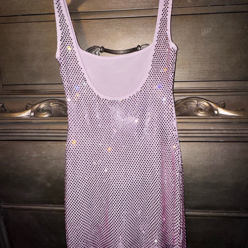 Elegant pink bedazzled Mini Dress in excellent condition worn once! - Picture 3 of 10